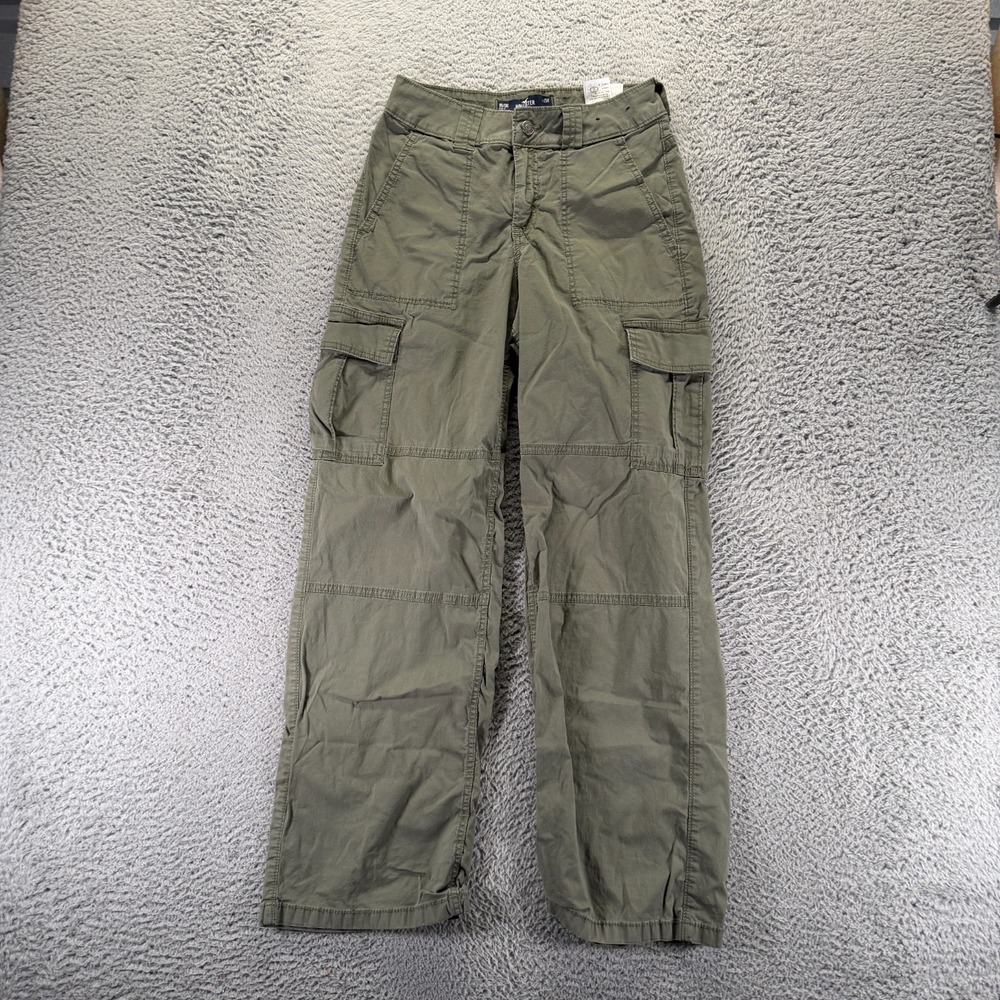 Vintage Hollister Pant Womens 0 Green‎ Cotton Cargo Straight Leg Baggy Stretch